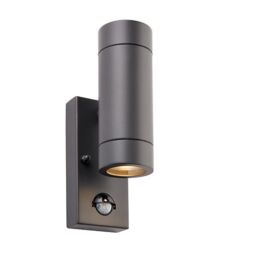 Netlighting Palin Outdoor Up Down Wall Light Anthracite with PIR Sensor IP44 in Black