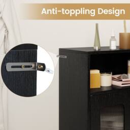 Costway Bathroom Cabinet Freestanding Cabinet w/ 2 Doors Storage Organizer in Black - thumbnail 9