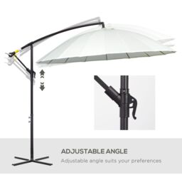 OUTSUNNY 3(m) Cantilever Shanghai Parasol w/ Crank Handle, Cross Base in Off-White - thumbnail 5