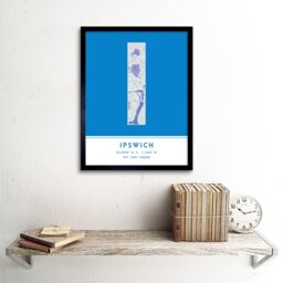 "Wee Blue Coo Wall Art Print Ipswich England United Kingdom City Map Modern Typography Stylish Letter Framed Word in Blue - Size: W12"" x H16""" - thumbnail 2