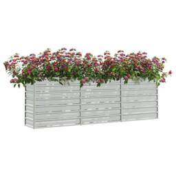 Berkfield Home Garden Raised Bed 240x40x77 cm Galvanized Steel Silver - Size: 240 x 40 x 77 cm - thumbnail 1