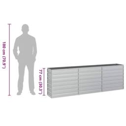 Berkfield Home Garden Raised Bed 240x40x77 cm Galvanized Steel Silver - Size: 240 x 40 x 77 cm - thumbnail 8