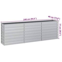 Berkfield Home Garden Raised Bed 240x40x77 cm Galvanized Steel Silver - Size: 240 x 40 x 77 cm - thumbnail 7