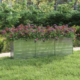 Berkfield Home Garden Raised Bed 240x40x77 cm Galvanized Steel Silver - Size: 240 x 40 x 77 cm - thumbnail 2