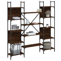 Berkfield Home Bookshelf Brown Oak 155.5x24x166.5 cm Engineered Wood - thumbnail 4