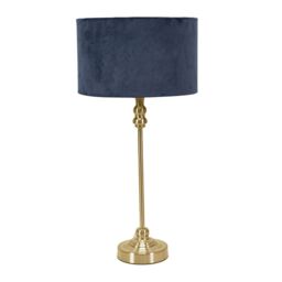ValueLights Maggie Gold Metal Candlestick Slim Table Lamp with Velvet Drum Lamp Shade in Navy - thumbnail 2