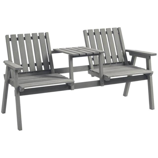 Nordara 2 Seater Antique Wooden Garden Bench Outdoor Grey - Size: 100 cm x 80 cm - image 1