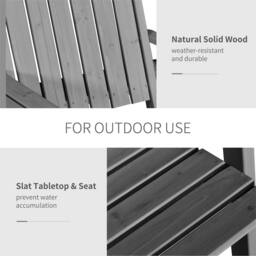 Nordara 2 Seater Antique Wooden Garden Bench Outdoor Grey - Size: 100 cm x 80 cm - thumbnail 5