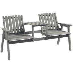 Nordara 2 Seater Antique Wooden Garden Bench Outdoor Grey - Size: 100 cm x 80 cm - thumbnail 1