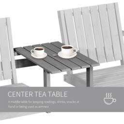 Nordara 2 Seater Antique Wooden Garden Bench Outdoor Grey - Size: 100 cm x 80 cm - thumbnail 6