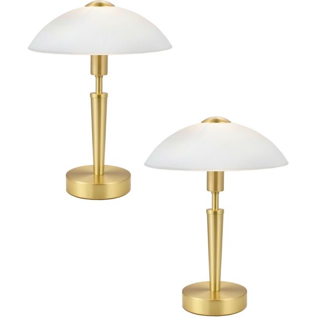 Loops 2 PACK Table Lamp Brass Matt Touch on & Off-Shade White Satinized Glass E14 60W - image 1