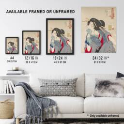 Artery8 Yoshitoshi Woman Getting Tattoo Japanese Ukiyo-e Framed Art Print - Size: A4 - thumbnail 3