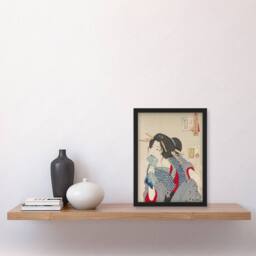 Artery8 Yoshitoshi Woman Getting Tattoo Japanese Ukiyo-e Framed Art Print - Size: A4 - thumbnail 4