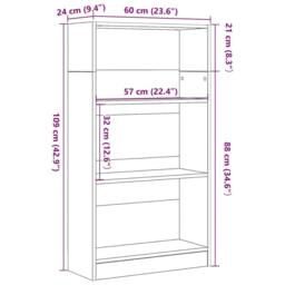 Berkfield Home Bookcase Black Oak 60x24x109 cm Engineered Wood - Size: 60 x 24 x 109 cm - thumbnail 9