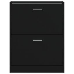 Berkfield Home Shoe Cabinet Black 59x17x81 cm Engineered Wood - Size: 59 x 17 x 81 cm - thumbnail 5