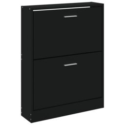 Berkfield Home Shoe Cabinet Black 59x17x81 cm Engineered Wood - Size: 59 x 17 x 81 cm - thumbnail 4