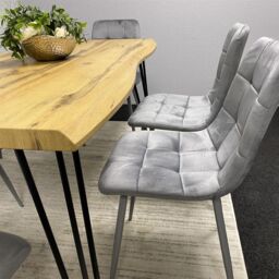KOSY KOALA Dining Table & 6 Grey Velvet Chairs Stylish Dining Set Dining Room Furniture in Brown - thumbnail 5