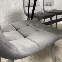 KOSY KOALA Dining Table & 6 Grey Velvet Chairs Stylish Dining Set Dining Room Furniture in Brown - thumbnail 4