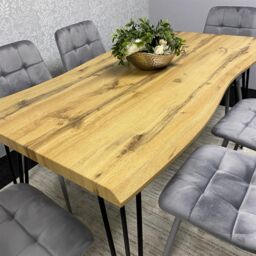 KOSY KOALA Dining Table & 6 Grey Velvet Chairs Stylish Dining Set Dining Room Furniture in Brown - thumbnail 6