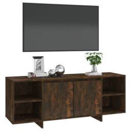 Berkfield Home TV Cabinet Smoked Oak 130x35x50 cm Engineered Wood in Brown - Size: 130 x 35 x 50 cm - thumbnail 4