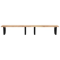 Berkfield Home Basin Shelf Wall Mounted Steel & Solid Wood Acacia in Brown - thumbnail 4
