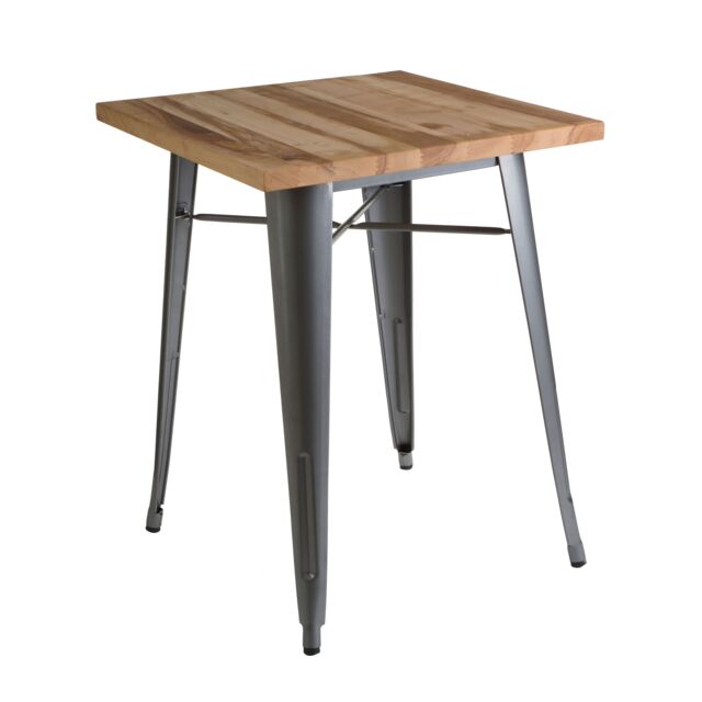 Orsina Industrial Black Side Table in Powder Coated Metal & Wood, Versatile Small Table, Everyday Use Lounge Table in Silver - image 1