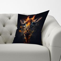 Warren Reed - Designer Golden Giraffe Face Splashart Cushions in Yellow - Size: 45 cm x 45 cm - thumbnail 3