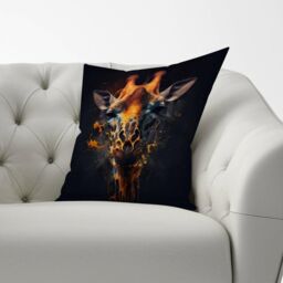 Warren Reed - Designer Golden Giraffe Face Splashart Cushions in Yellow - Size: 45 cm x 45 cm - thumbnail 2