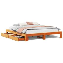 Berkfield Home Bed Frame without Mattress Wax Brown 180x200 cm Super King Solid Wood Pine - thumbnail 2