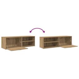 Berkfield Home TV Cabinet Artisan Oak 120x34x37 cm Engineered Wood in Brown - Size: 120 x 34 x 37 cm - thumbnail 8