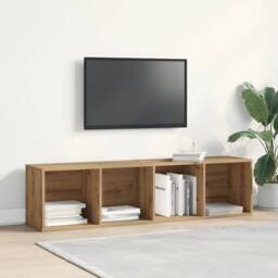Berkfield Home TV Cabinet Artisan Oak 120x34x37 cm Engineered Wood in Brown - Size: 120 x 34 x 37 cm - thumbnail 2
