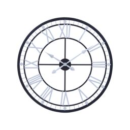 Orsina Unique Skeletal Wall Clock With Roman Numerals, Oversized Round Clock With Spade Hands, Retro Wall Clock in Black - thumbnail 1