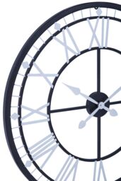 Orsina Unique Skeletal Wall Clock With Roman Numerals, Oversized Round Clock With Spade Hands, Retro Wall Clock in Black - thumbnail 2