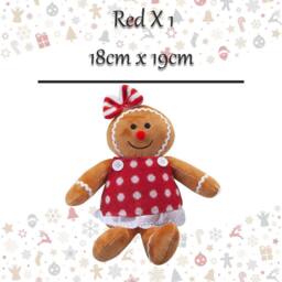 VFM e-Store Christmas Gingerbread Woman Decoration 18cm x 19cm Red X 1 - Size: 18 cm x 19 cm - thumbnail 2