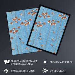 Artery8 Vine Illustration Vintage Japan Framed Wall Art Print Shin Bijutsukai in Blue - Size: A4 - thumbnail 2