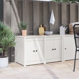Berkfield Home Outdoor Kitchen Cabinet White 106x55x64 cm Solid Wood Pine - Size: 106 x 55 x 64 cm - thumbnail 1
