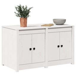 Berkfield Home Outdoor Kitchen Cabinet White 106x55x64 cm Solid Wood Pine - Size: 106 x 55 x 64 cm - thumbnail 3