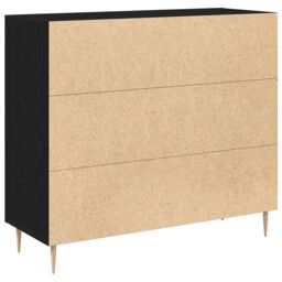 Berkfield Home Black Oak Sideboard 90x34x80 cm made of Engineered Wood - Size: 90 x 34 x 80 cm - thumbnail 5