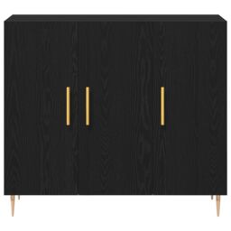 Berkfield Home Black Oak Sideboard 90x34x80 cm made of Engineered Wood - Size: 90 x 34 x 80 cm - thumbnail 6