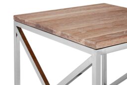 Orsina Solid Oak Surface Lamp Table, Sleek Modern Bedside Table, Polished Stainless Steel Frame Lamp Table in Natural - thumbnail 5