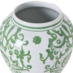 Wyld and Coco Porcelain Lidded Ginger Jar Vase White and Green - thumbnail 5