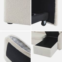 sweeek 3-seater Reversible Corner Sofa Bed In Boucle Fabric in Cream - thumbnail 6