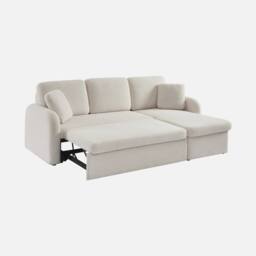 sweeek 3-seater Reversible Corner Sofa Bed In Boucle Fabric in Cream - thumbnail 4