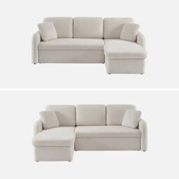 sweeek 3-seater Reversible Corner Sofa Bed In Boucle Fabric in Cream - thumbnail 2