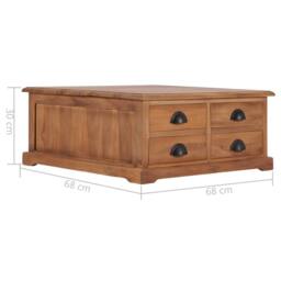 Berkfield Home Decorative Coffee Table 68x68x30 cm Solid Teak Wood in Brown - Size: 68 x 68 x 30 cm - thumbnail 7