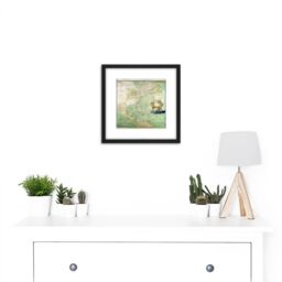 Artery8 Map Bernou 1681 North Central South America Pictorial 8X8 Inch Square Wooden Framed Wall Art Print Picture with Mount in Black - thumbnail 2