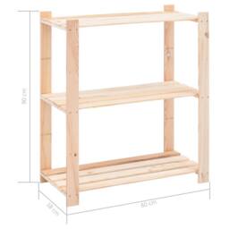 Berkfield Home 3-Tier Storage Racks 3 pcs 80x38x90 cm Solid Pinewood 150 kg in Beige - Size: 80 x 38 x 90 cm - thumbnail 8