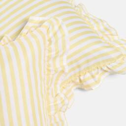 OHS 2 x Bengal Stripe Faux Linen Frill Cushion Covers in Lemon - Size: 45 cm x 45 cm - thumbnail 4