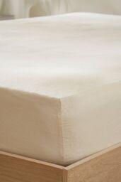 Martex Touch of Linen Fitted Sheet in Cream - Size: Super King Fitted - thumbnail 5