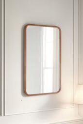 Yearn Mirrors Oak Framed Curved Wall Mirror 120x80cm in Natural - Size: 120x80 cm - thumbnail 1
